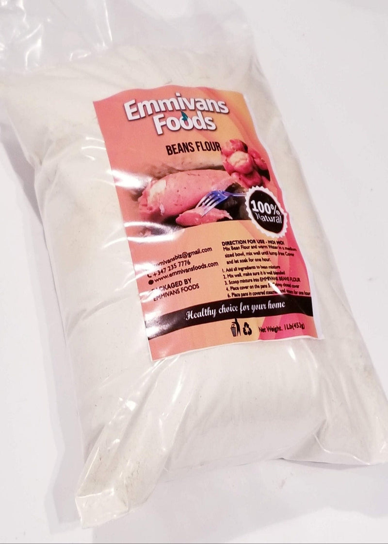 beans flour fully packed in a envelope-like sachet with Emmivans Foods written on it