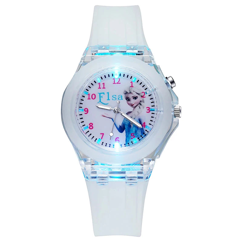 Disney Kids Watches for Girls Silicone Strap Princess Elsa Frozen 2 Sophia Flash Light Children Watch Women Clock reloj infantil