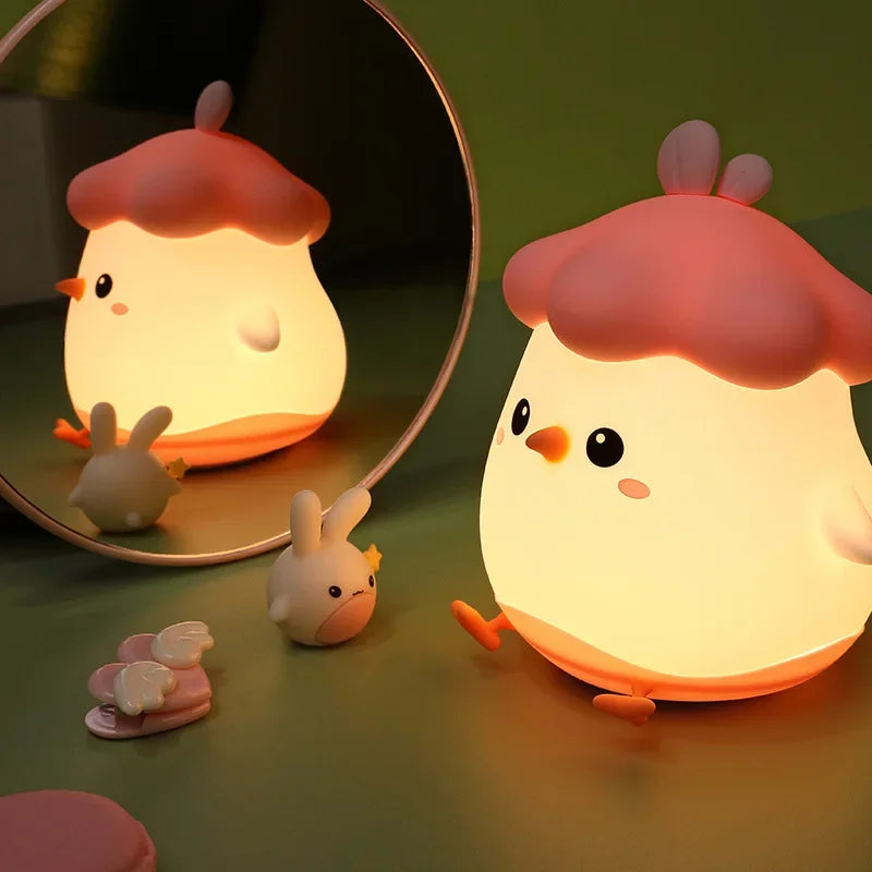 Vegetable chicken night light creative home decoration USB charging night feeding bedside three speed timed night light lamp