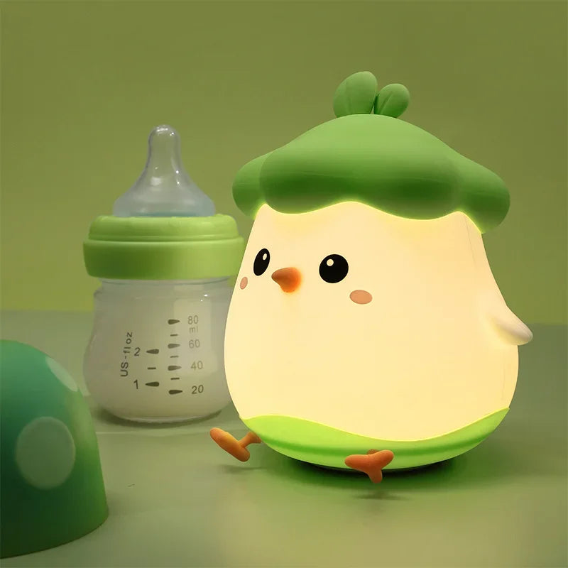 Vegetable chicken night light creative home decoration USB charging night feeding bedside three speed timed night light lamp