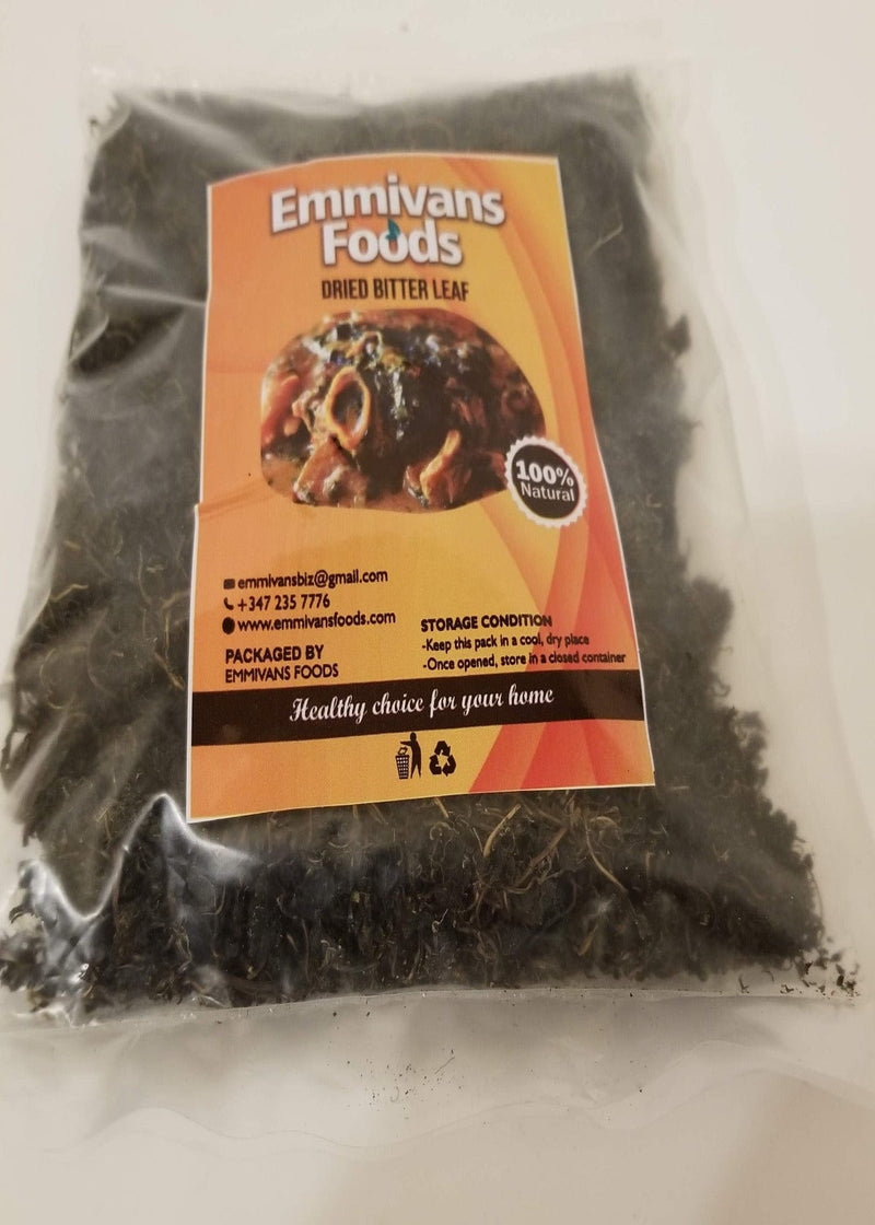 Organic Emmivans Dried  Washed bitter leaves, 3oz