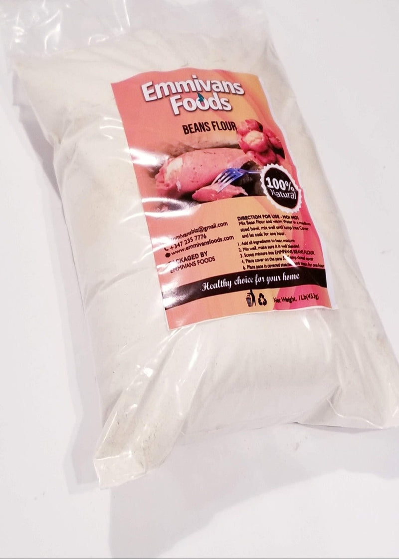 beans flour fully packed in a envelope-like sachet with Emmivans Foods written on it