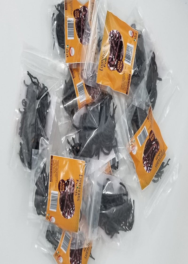 multiple uda pods sealed and packed in sachets with emmivans foods inscribed on it