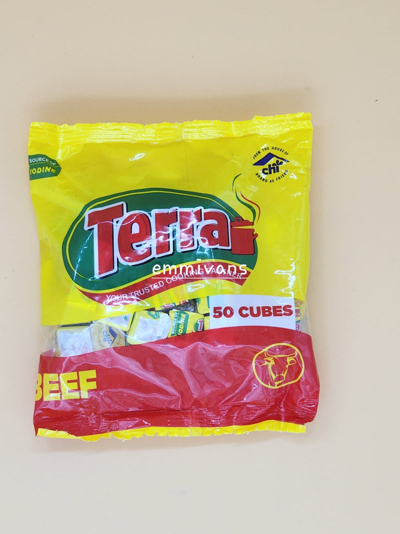 Terra Beef Flavor Seasoning Cube For Stew , Jolof Rice , Soup , Pottage, 50 Counts
