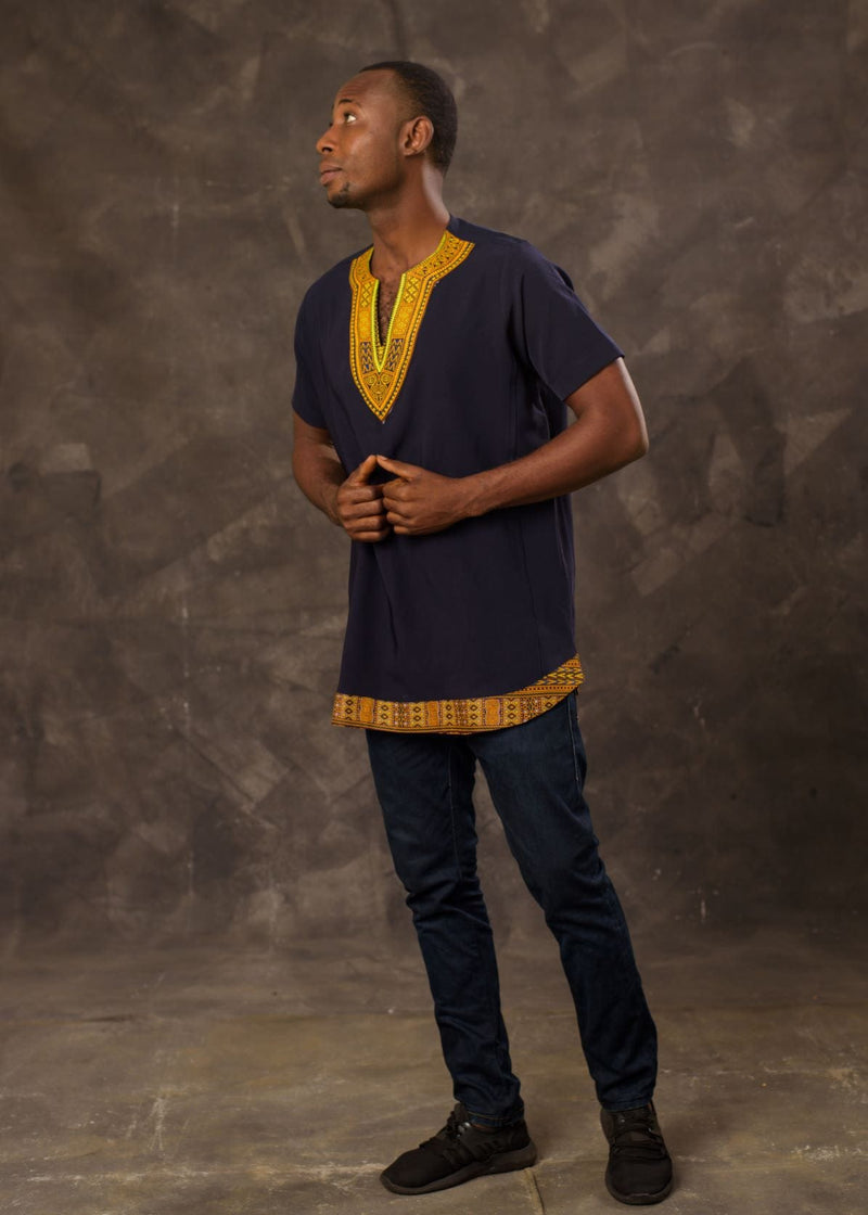 Men's African Print Danshiki Patch Shirt