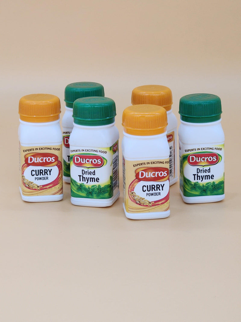 Ducros Curry Powder, 3 X 25g , Dried Thyme 3 X 10g Pack of Mixed Spices & Herbs Bundle - Afroemporium 