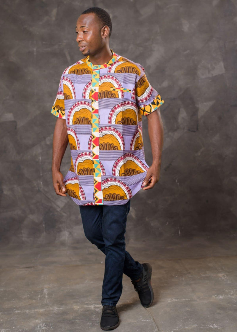 Men African Ankara Short Sleeve Shirt - Afroemporium 