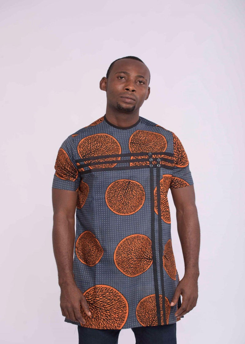 Tora African Ankara Print Men's Short Sleeve Top - Afroemporium 