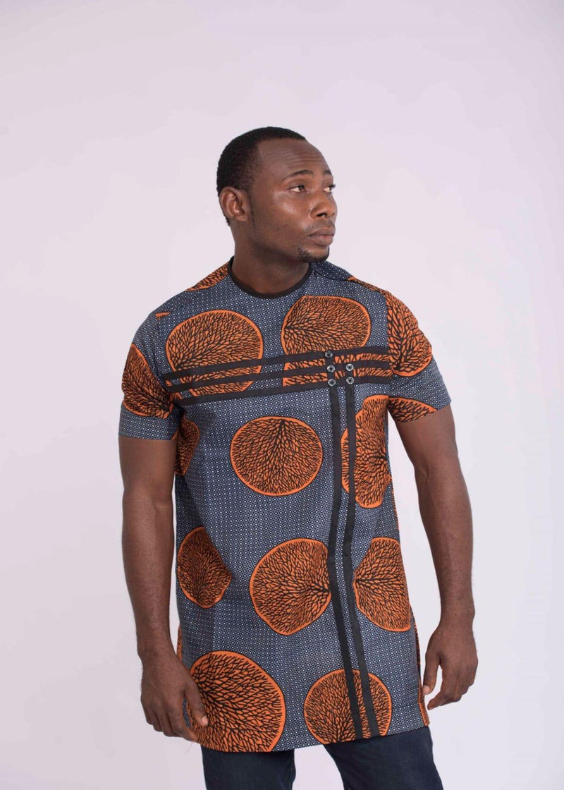 Tora African Ankara Print Men's Short Sleeve Top - Afroemporium 